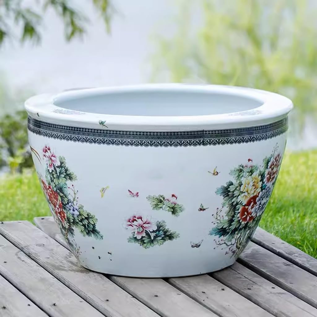 Acuario Tanque de Peces Decorativo de cerámica for Exteriores, Lavabo de cría de Lirios de Agua de Loto, Patio, jardín, decoración de peceras Pecera Pequeña (Size : 63cm)