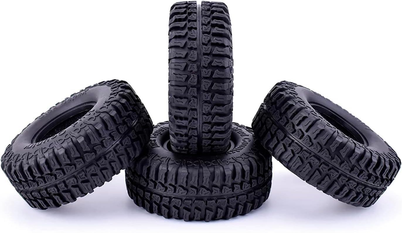 KINGCOO RC Auto Reifen, 4PCS RC Crawler Reifen Gummi 1.9 Zoll Felgen Radreifen für 1:10 RC Rock Crawler Auto Teile für Axial SCX10 D90 TF2 TRX4 Tamiya Redcat Gen8 (100MM)