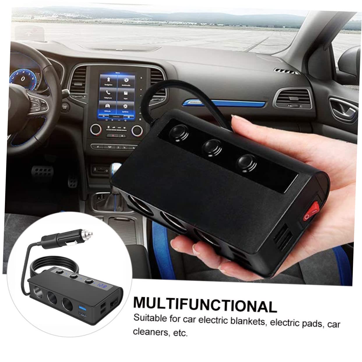 Operitacx Caricatore Auto con Porte USB e Prese Accendisigari Adattatore per Sicura Smartphone e Dispositivi Elettronici Auto