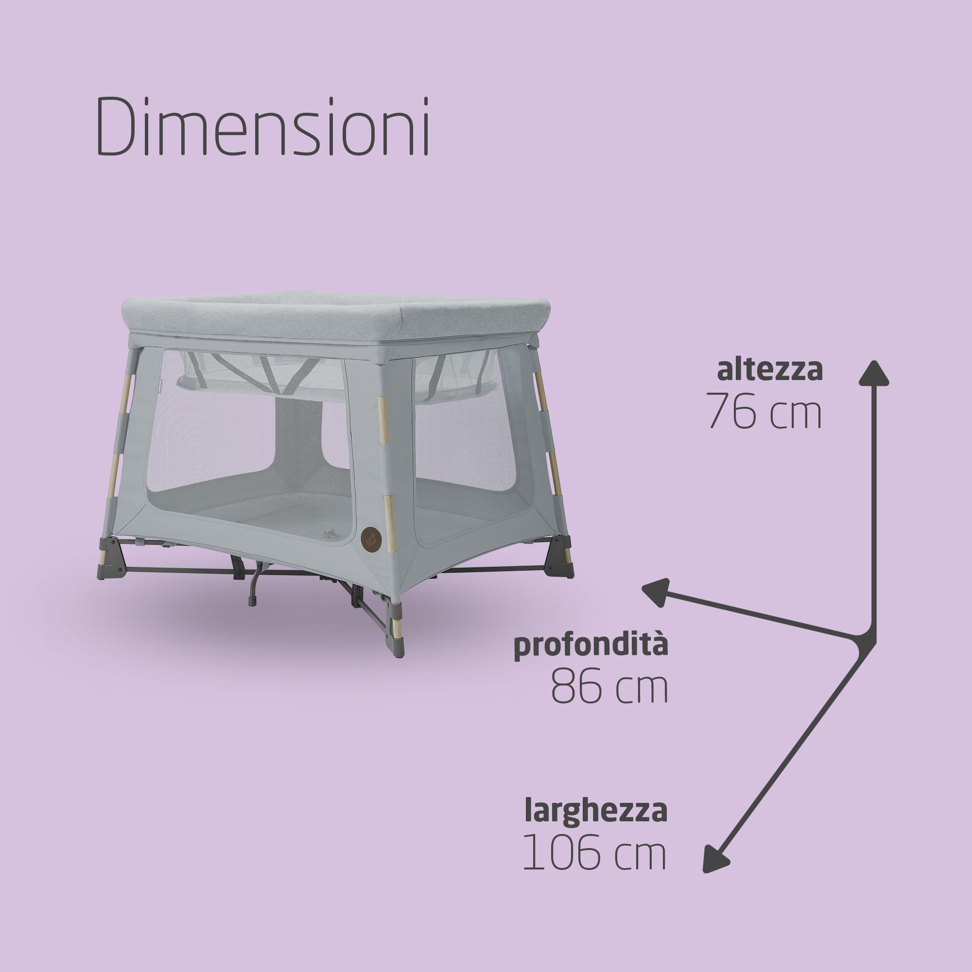 Maxi-Cosi Swift 3 in 1 Lettino da viaggio neonato, box bambini, 0-3.5 anni, fino a 15 kg, Culla Neonato, materassino 2 in 1, ultraleggero, chiusura in 1 secondo, borsa da viaggio, Beyond Grey