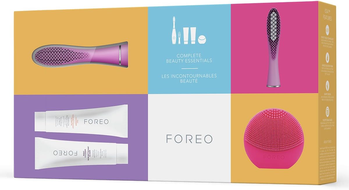 FOREO Complete Beauty Essentials Issa Hybrid Brush Head, Luna Play Cleanser Duo, Lavender, 1.03 lb