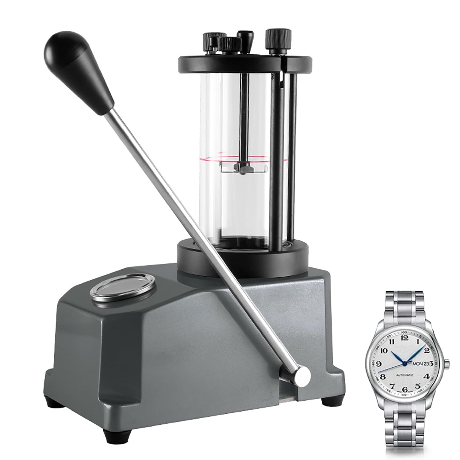 Probador de presión para relojes con medidor ajustable, herramienta de prensado de caja impermeable para profesionales de reparación de relojes