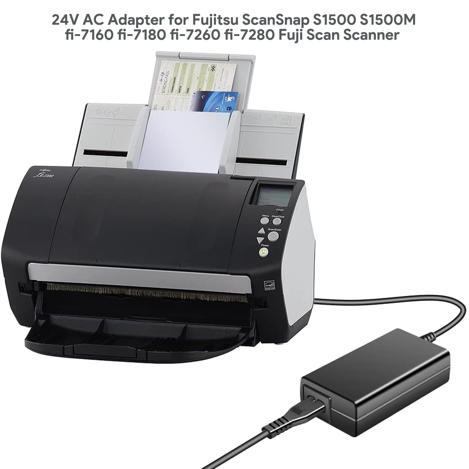 KFD 24V - Cargador para Fujitsu ScanSnap S1500 S1500M PA03586-B015 Fuji Scan Scanner Fi-7160 Fi-7260 Fi-7180 Fi-7280 Fi-5530C Fi-6110 Fi-6140 Fi-622 30 Fi Cable de alimentación 6240 AC Adapter