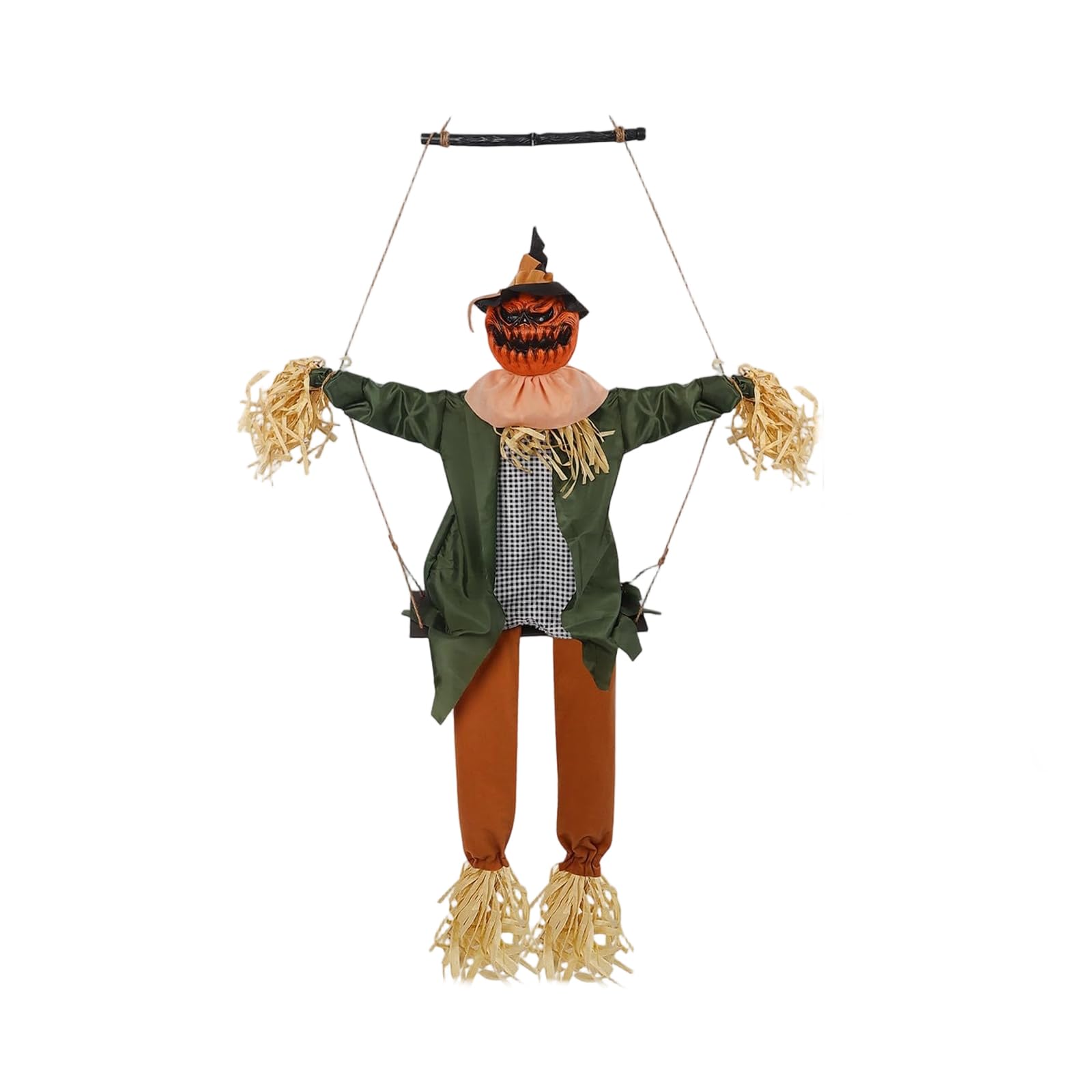 NVOQILIN Motion Activated Pumpkin Specter Pendant Halloween Decoration with Glowing Pumpkin and Sound Effects Halloween Swing Manifestation Decoration
