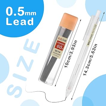 TIESOME 6PCS Transparent Mechanical Pencil Set, Mechanical Pencils 0.5 with 1 Tube HB Refill Aesthetic Artist Pencil Set Retractable Pencil for Student Writing Drafting, Drawing, Sketching