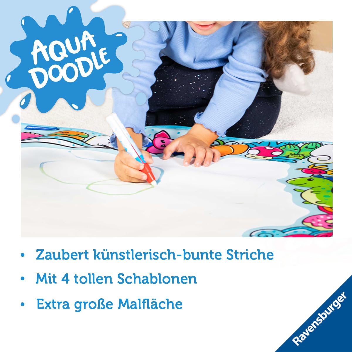 Ravensburger 4572 Little Artist - Fleckenfreier bunter XXL-Malspaß mit Wasser - Mit Stift und 4 Schablonen - Erstes Malset für Kinder ab 2 Jahren