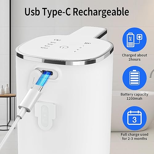 Miniatura 4 de Dispensador automático de jabón sin contacto, dispensador inteligente de líquido montado en la pared, carga USB, 4 engranajes ajustables, 14.2