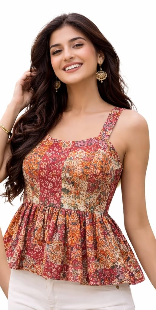 Women Sleeveless Printed Padded Crop Top | Mid Crop Stretch Fit Summer Top | Stylish Casual Tops for Women - Review, Price and Buying Guide