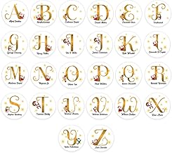 Pack of 24 Christmas Name Tag Stickers Personalised Sticky Labels (A to Z - 45 mm) for Xmas Presents, Party Bags, Xmas Gifts Cards,Envelope