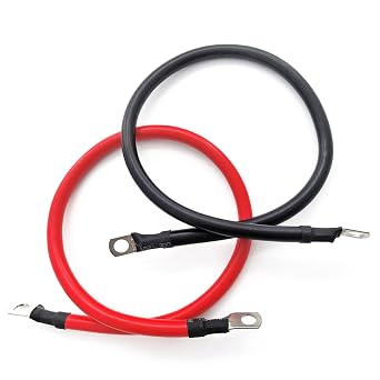 4 AWG Battery Cables 5/16" in Lugs, 2 Feet Power Inverter Cables with Terminals for Car Marine Solar ATV Lawn Mower Motorcycle, 2pcs Positive and Negative