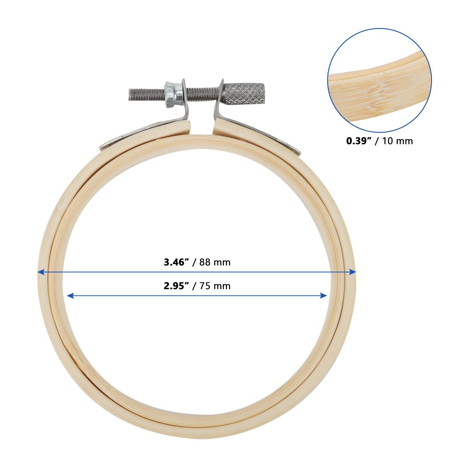MANCHAP Confezione da 20 cerchi da ricamo 8 cm, mini telaio da ricamo 8 cm, anelli da ricamo regolabili, cerchi in bambù per punto croce per lavori artigianali