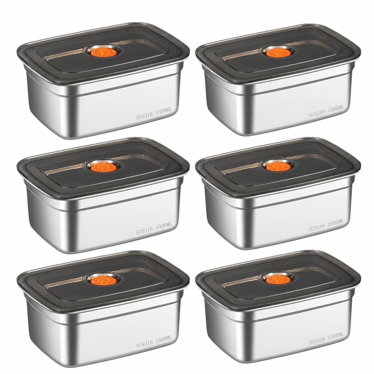 316 Stainless Steel Fridge Storage Box Set– 1500 ML (Pack of 6) Premium Food Grade & Leakproof Container | Airtight Locking Lids | Microwavable, Freezer & Dishwasher Safe Kitchen Organizer-image-40