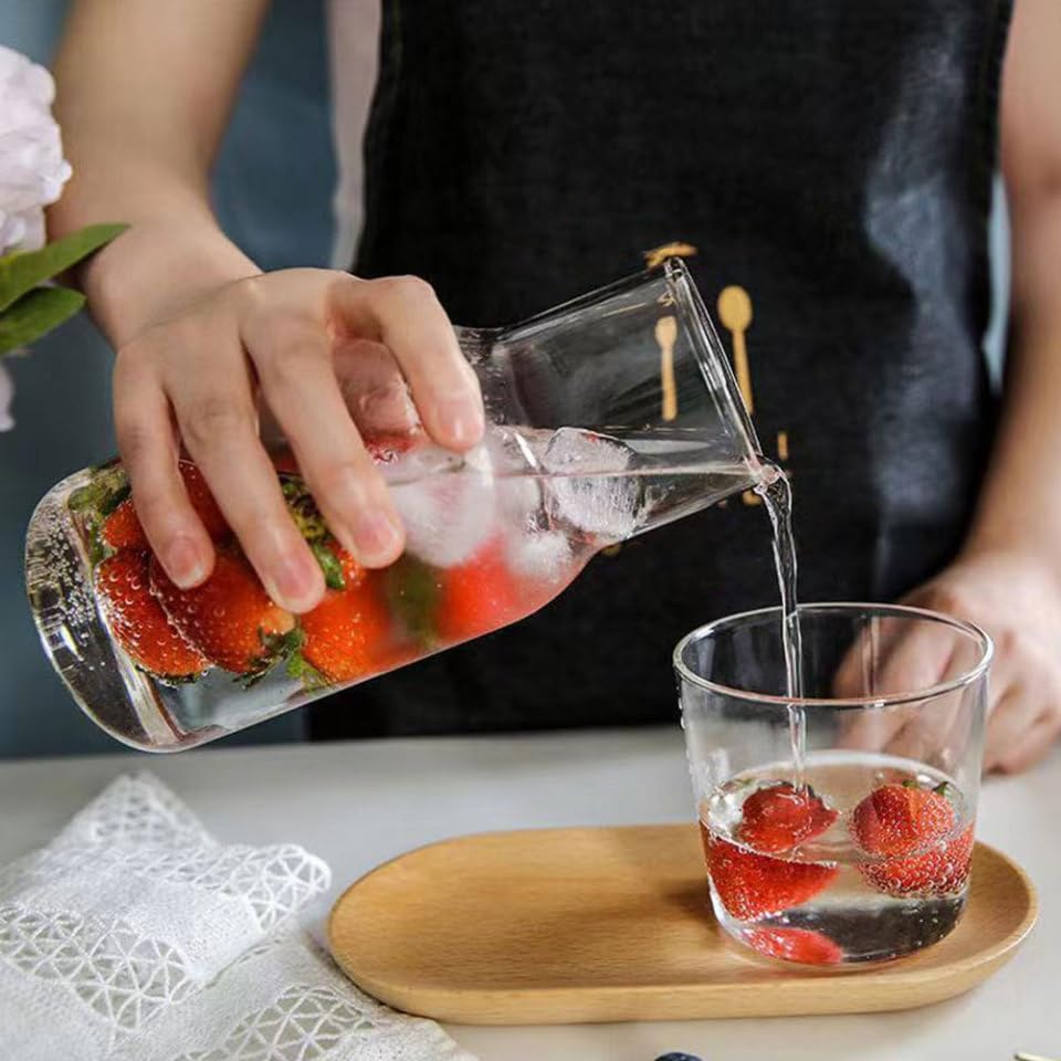 PRETYZOOM Bedside Water Carafe 16 Oz Glass Set for Bedroom Nightstand, Night Water Carafe Set, Mouthwash Dispenser for Bathroom, with Cup - Image 3