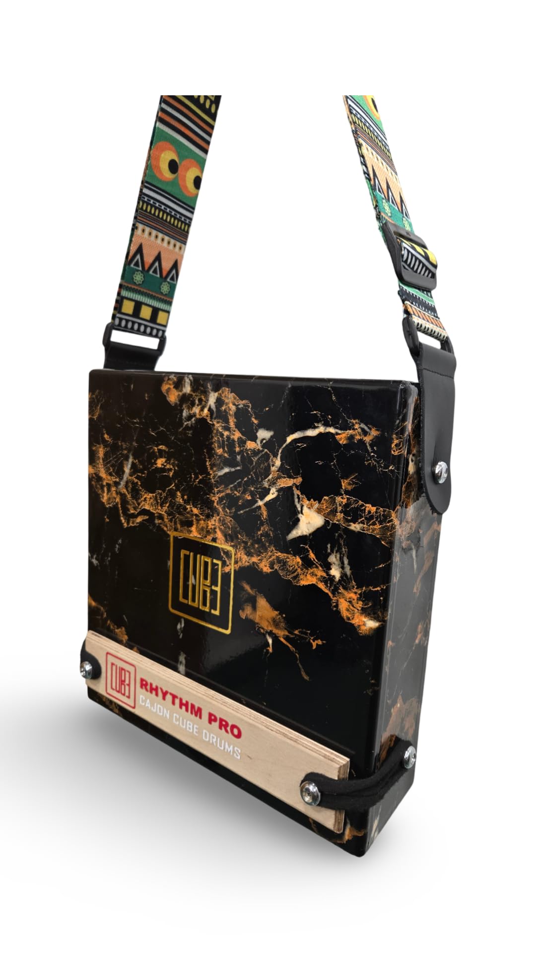 Rhythm Pro Cajon Cube Pro Traveller Cajon With External Snare Tap For Kids,Adults & Professional Musicians Super Sound Quality Made With American Birch Wood. (BLACK MARBLE, 11 INCH X 11 INCH)-image-28