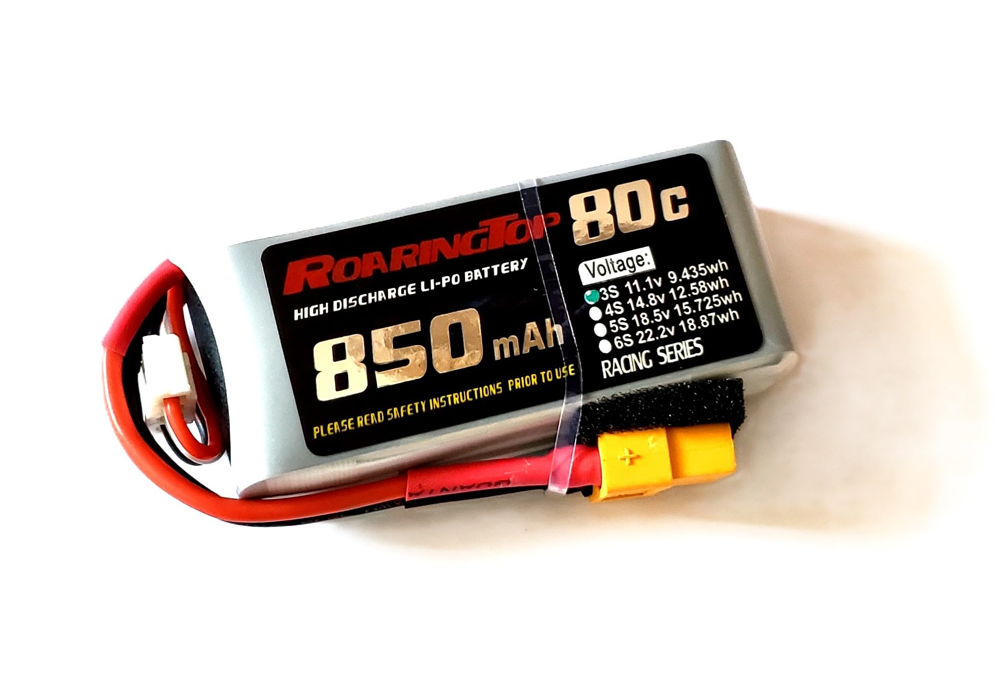 RoaringTop LiPo Battery Pack 80C 850mAh 3S 11.1V with XT60 Plug for RC Car Boat Truck Heli Airplane