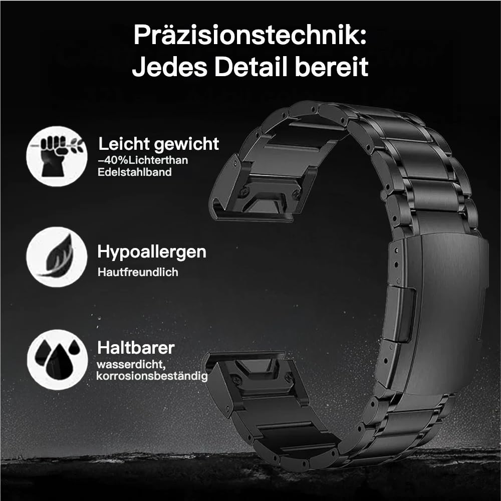 Bracelet en titane pour Garmin Fenix 8/7/7X/6/6X - Bracelet métallique QuickFit de 22 mm et 26 mm - Ultra léger et hypoallergénique avec design sans faille pour Epix Pro Gen 2/Instinct 51 mm