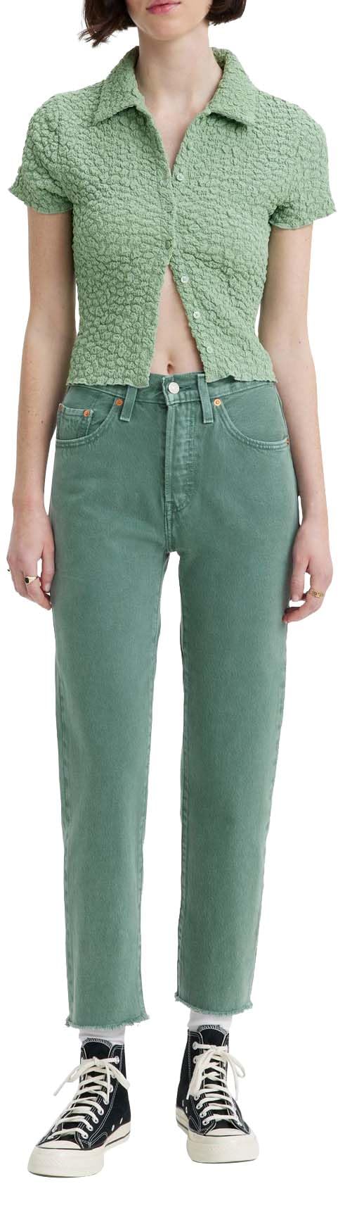Levi's Damen Jeanshose 501 Crop High Rise, Straight Fit, Grün (Misty Silver Pine), W30/L28