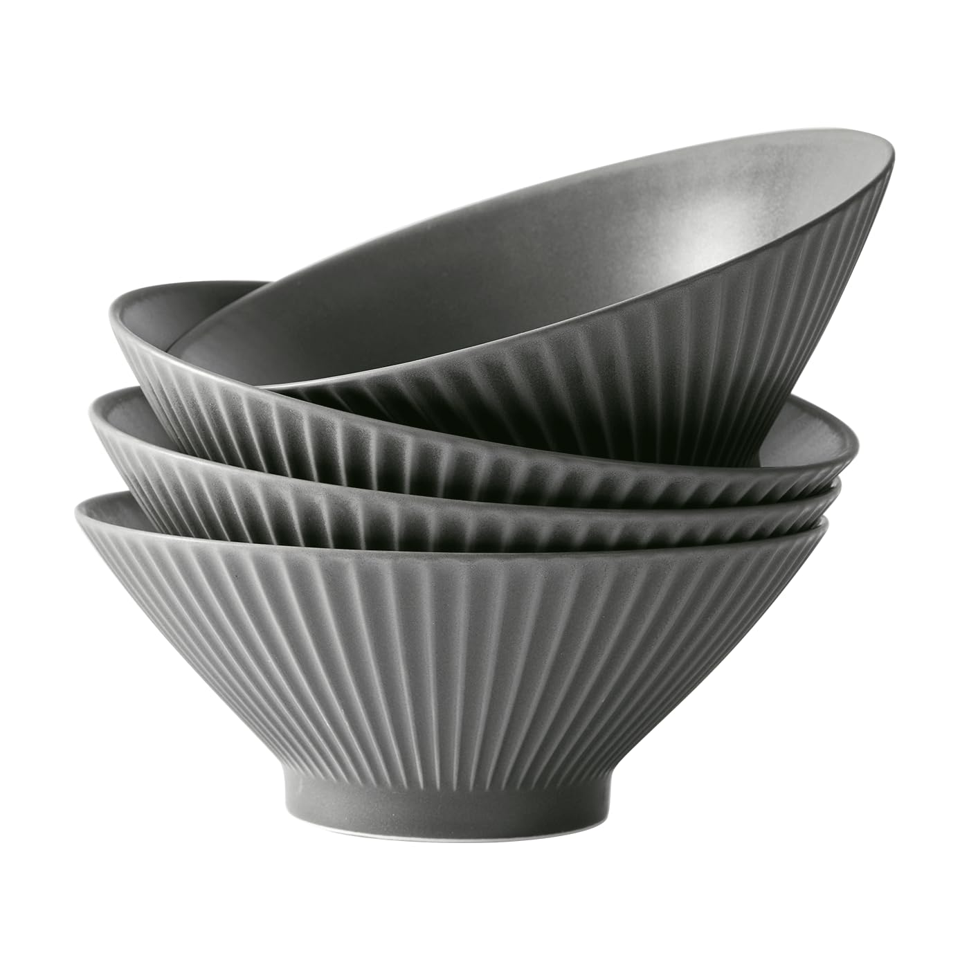Jiwoo Ramen Schüssel Set 1100ml 4-teilig Suppenteller Ø 20cm Tiefe Teller Set Keramik Bowl Schüssel mikrowellen spülmaschinengeeignet, Japanische Suppenschale für Ramen Suppe Salat Spaghetti