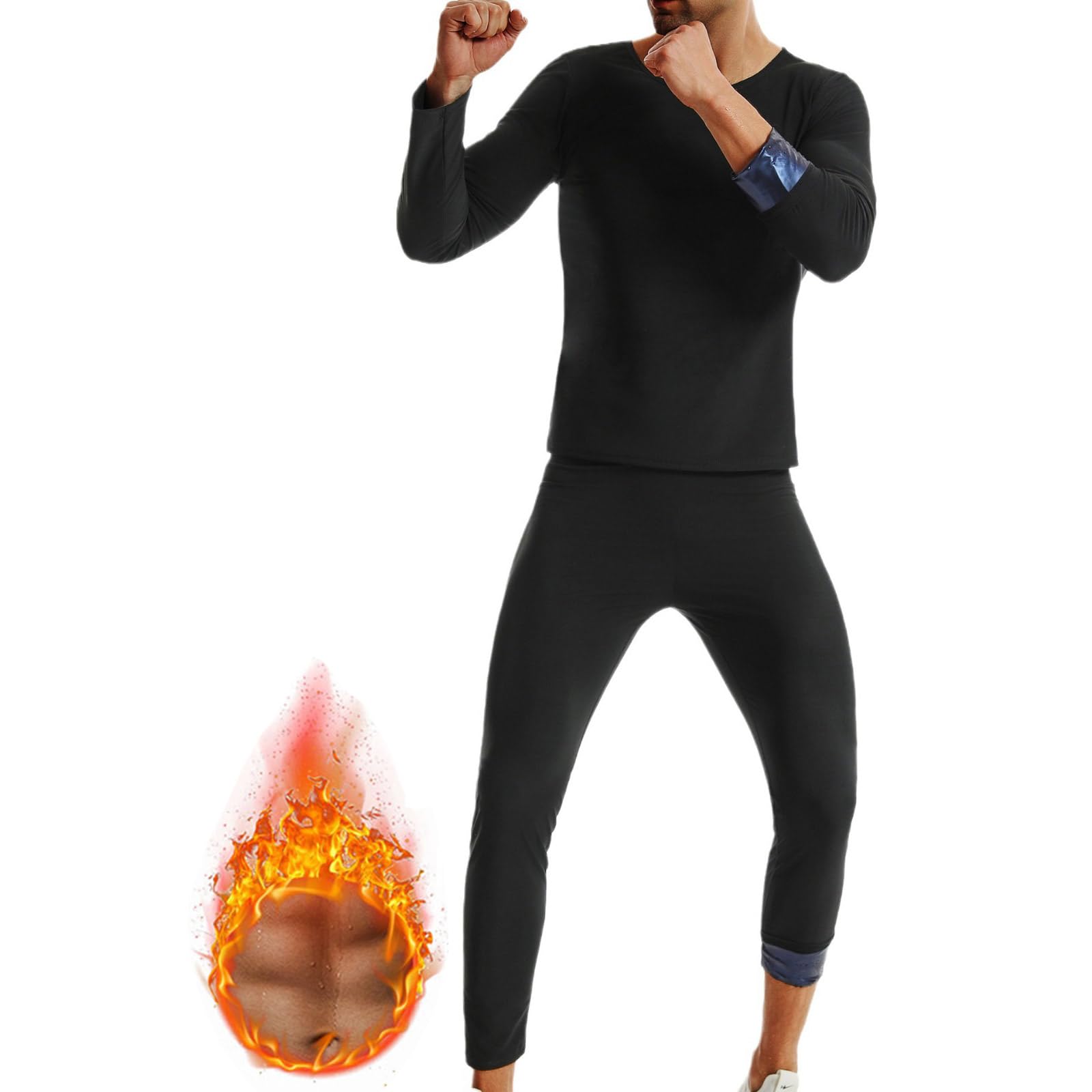 Schwitzanzug Zum Abnehmen, Saunaanzüge Sauna Shirt Langarm Oberteile Und Sauna Hosen Set Fitness Body Shaper Sauna Effekt Sweatsuit Für Boxen MMA Gym Laufen