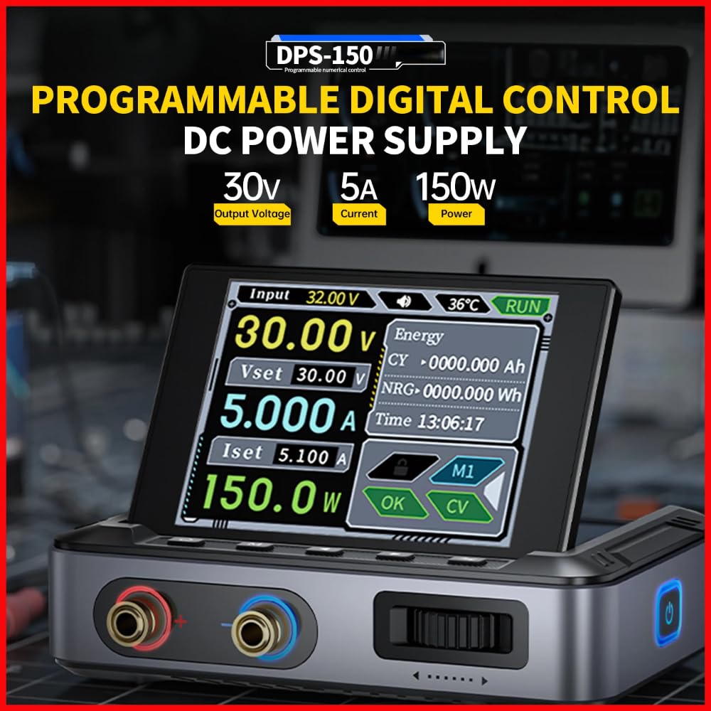 Fuente de alimentación CC DPS 150, Fuente de alimentación CC Ajustable de 30 V y 5 A, con Pantalla IPS a Color de Alta definición de 4 dígitos