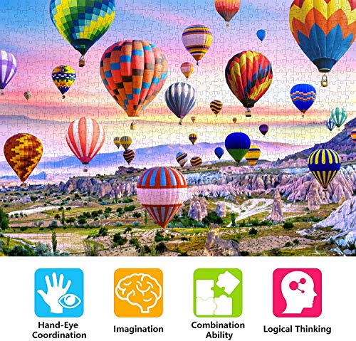 Rompecabezas para adultos de 1000 piezas – Globos aerostáticos | Tamaño final 27,55 x 19,68 pulgadas, cartón reciclado, póster HD 1:1, rompecabezas decorativo familiar, regalos para familia y amigos miniatura 6