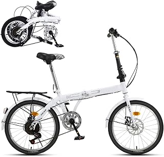 COKECO Compact Folding Commuter Bicycle 16/20 Inch Lightweight Folding Bicycle Adult Portable With 7-speed Variable Speed Mechanical Disc Brake Maximum Load 150KG Urban Commuter Men Women