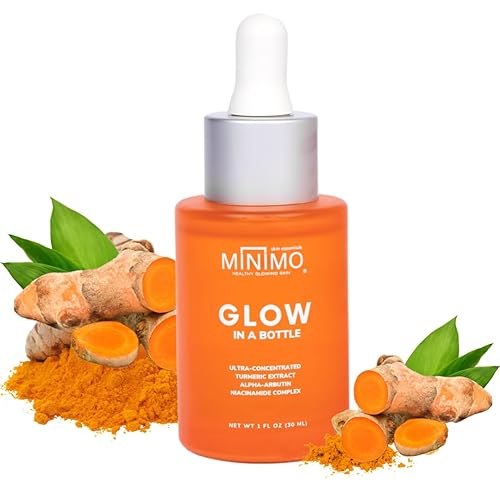 Miniatura 1 de Minimo Glow in a Bottle con cúrcuma natural ultraconcentrada, suero para cara, sin fragancia, tamaño de viaje de 1 onza