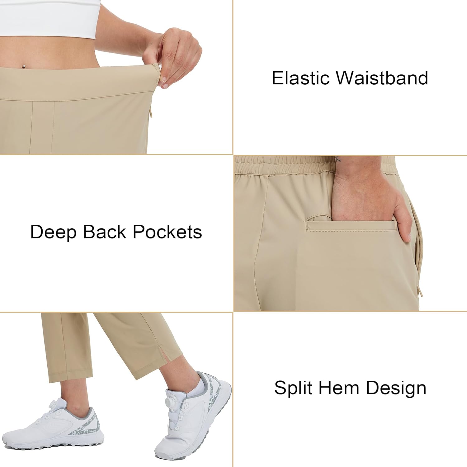 M MAELREG Women's Golf Pants with Zip Pockets 7/8 Ankle Stretch Lightweight Sweatpants for Athletic Hiking Travel Work Lounge - Image 4