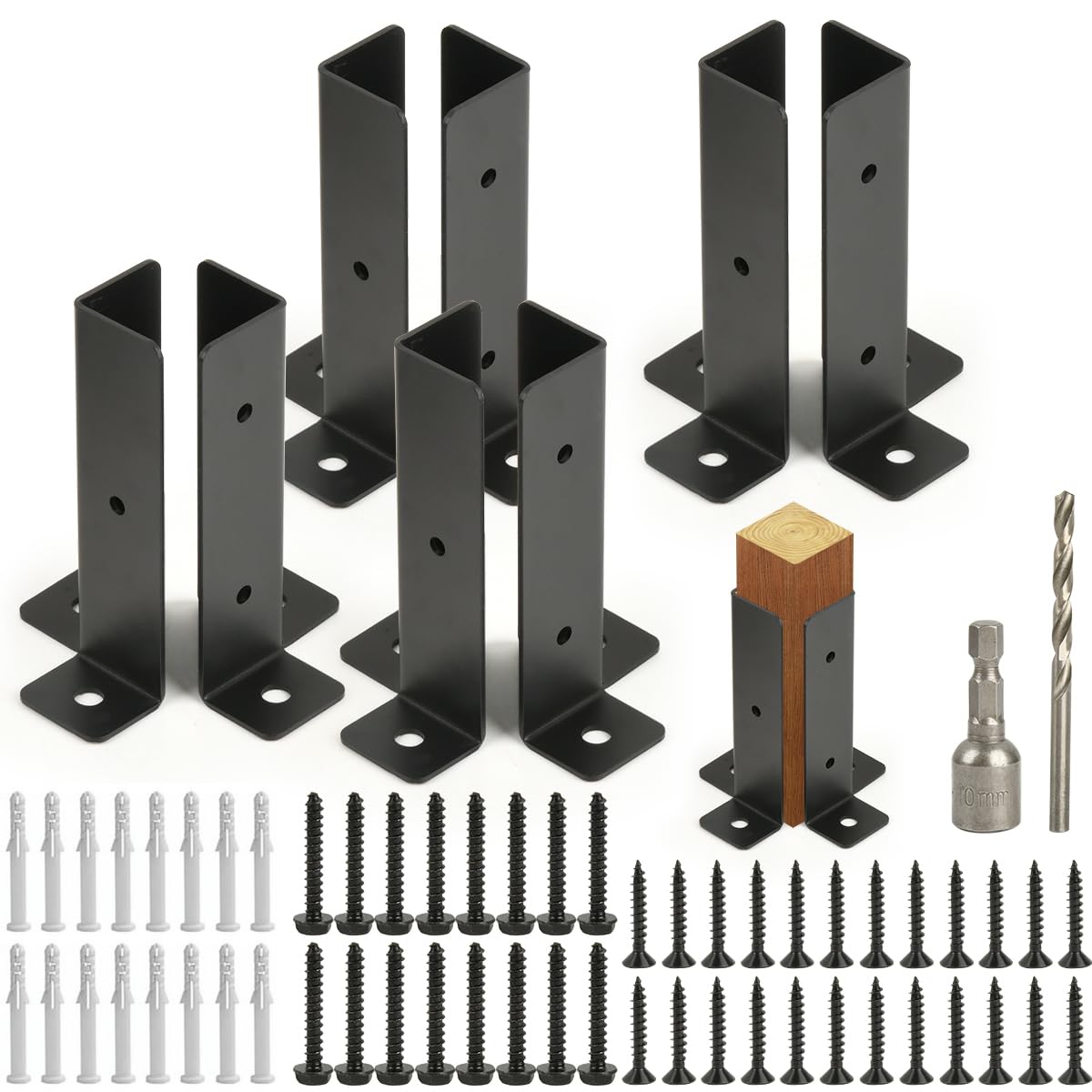 OctBird 8PCS Adjustable Post Support,Wooden Fence Base,Heavy-Duty Deck Railing Post Brackets,Galvanised Adjustable Elevated Post Base Support for Reinforcing New Column Base Connections