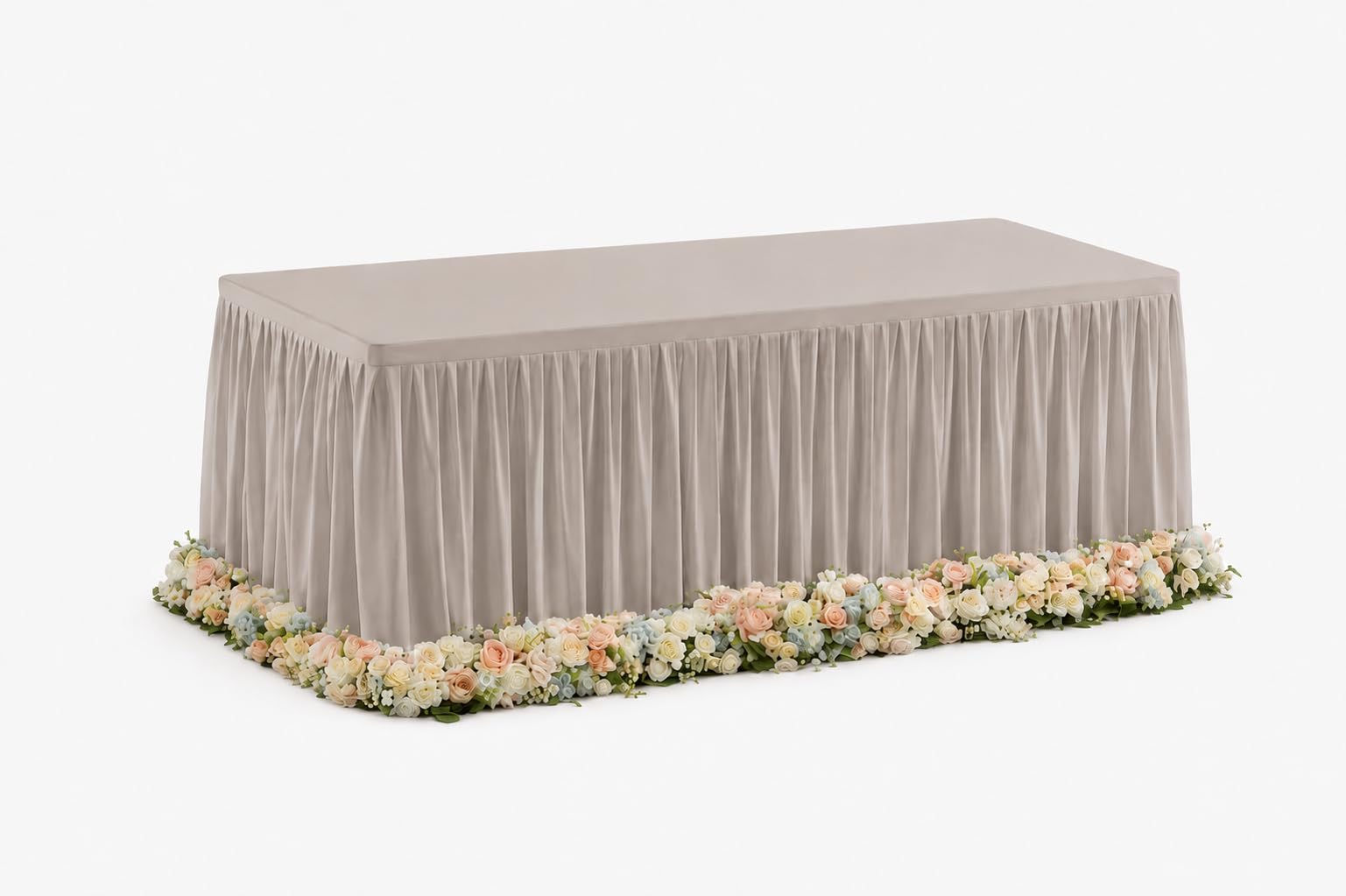 Ruffle Table Cover Ivory Microfiber Fitted Tablecloth 96x30 Inch (8x2.5 ft), Pack of 6 – Wrinkle Resistant Banquet Table Skirt, 30 Inch Height, 2.5 ft Drop for Wedding, Party & Event Decoration-picture-11