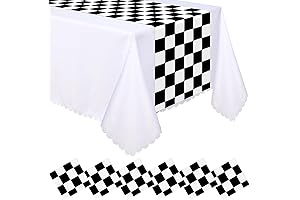 Classic Black and White Checkered Fabric Table Runner