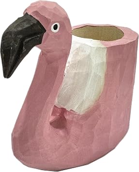 TANG SONG Creative Wood Carving Handicrafts Flamingo Pen and Pencil Holder Office Desk Supplies Organizer Pencil Cup