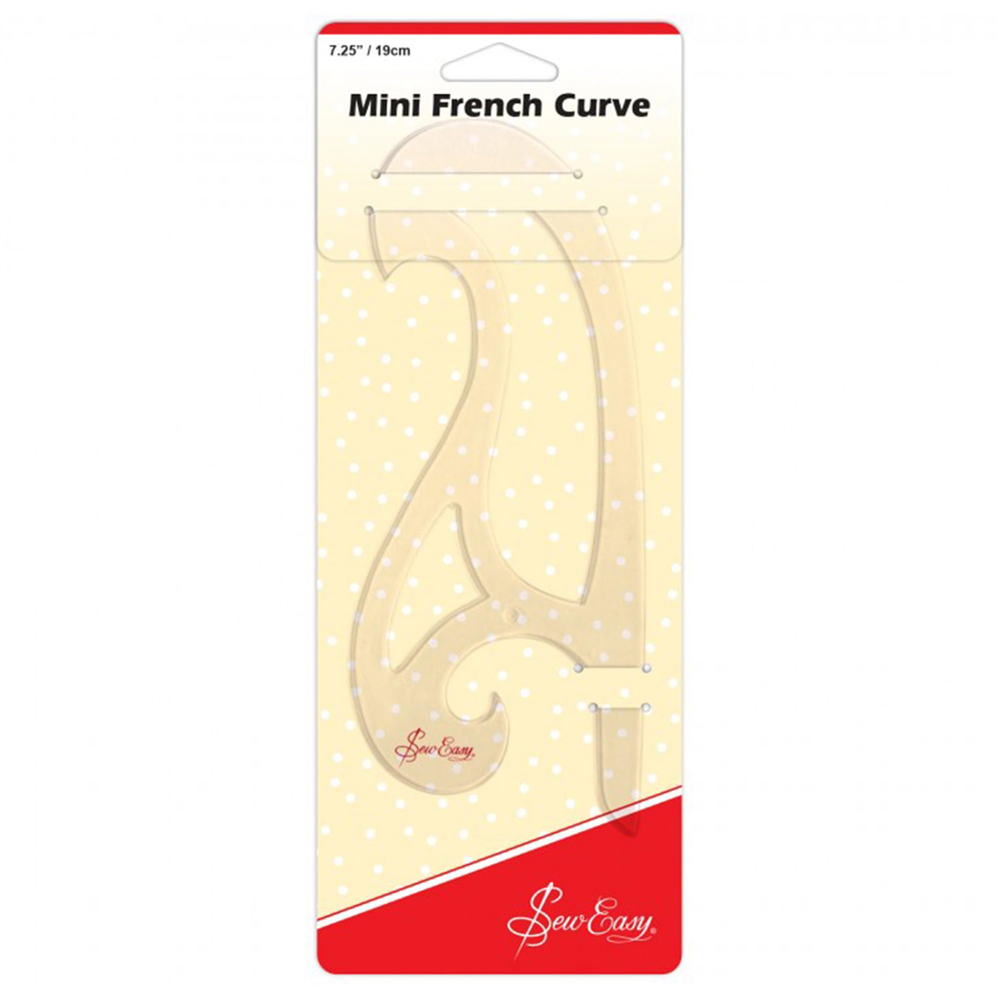 Sew Easy Mini French Curve Template - 19cm / 7.25" Quilting & Patchwork Rule for Applique Sewing, Transparent Acrylic Non-Slip