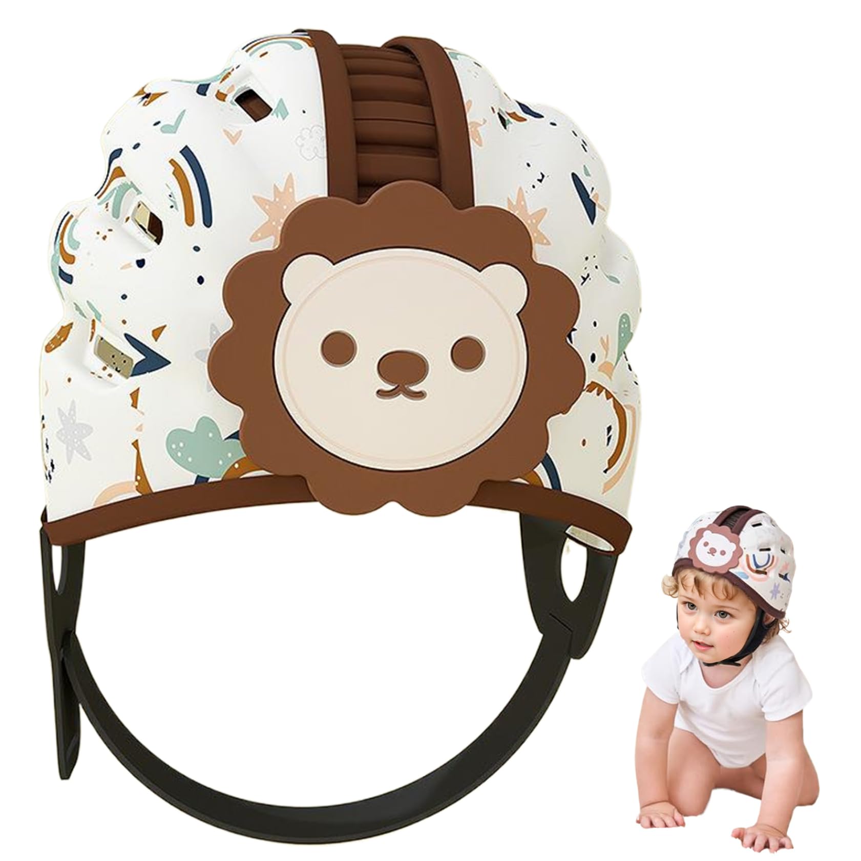 Casque de bébé pour ramper sans bosses, léger, protecteur de tête bébé, réglable, respirant, coussin doux, casque sécurité pour tout-petits 6 à 24 mois.