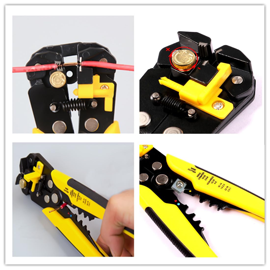 szhdxsy Pelacables, herramienta de pelado de cables, herramienta de alicates de corte, herramienta de crimpado de alambre, pelado/crimpado autoajustable de 8 pulgadas 10-24 AWG (0.2 ~ 6.0 mm²),