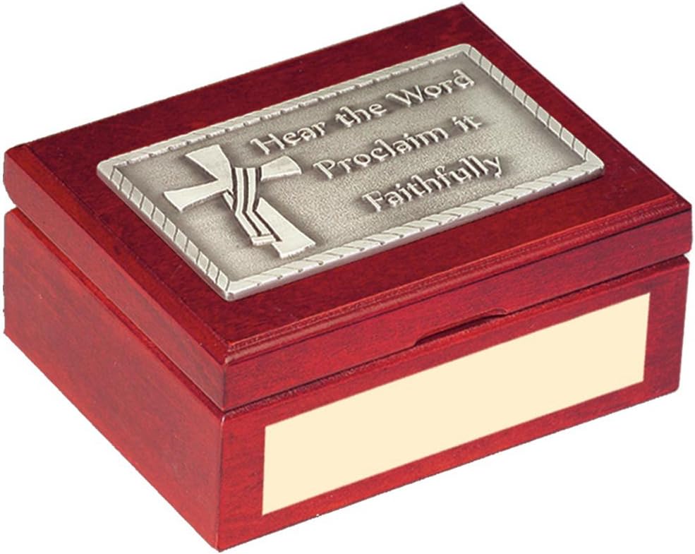 Deacon's Cross Hear The Word Cherry Keepsake Box CH-482P-Box-S