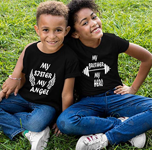 Image of Hangout Hub |Sibling Tshirts| Brother Sister Angel Hero | Set of 2