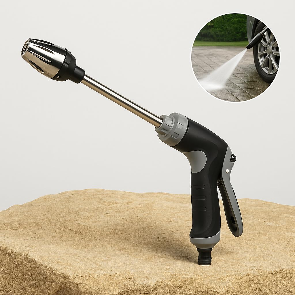 AllesOutdoor AquaJet – Hochdruck Reinigungsdüse für Gartenschlauch | Turbostrahl gegen hartnäckigen Schmutz Edelstahlkopf | Für Terrasse Auto Fassade(1x)