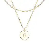 GNIRTSI Gold Layered Initial Necklaces for Women Satellite Chain Choker Disc Letter Y Coin Pendant 14K Gold Plated Minimalist Dainty Trendy Jewelry