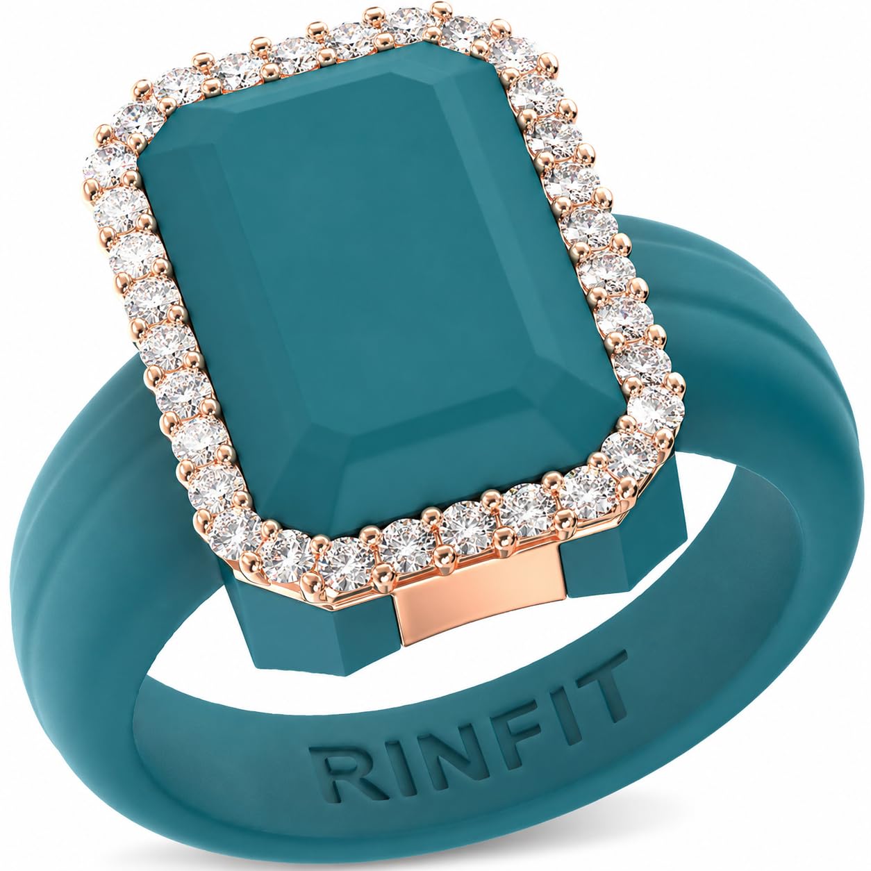Rinfit Emerald Silicone Ring with CZ Stones for Women
