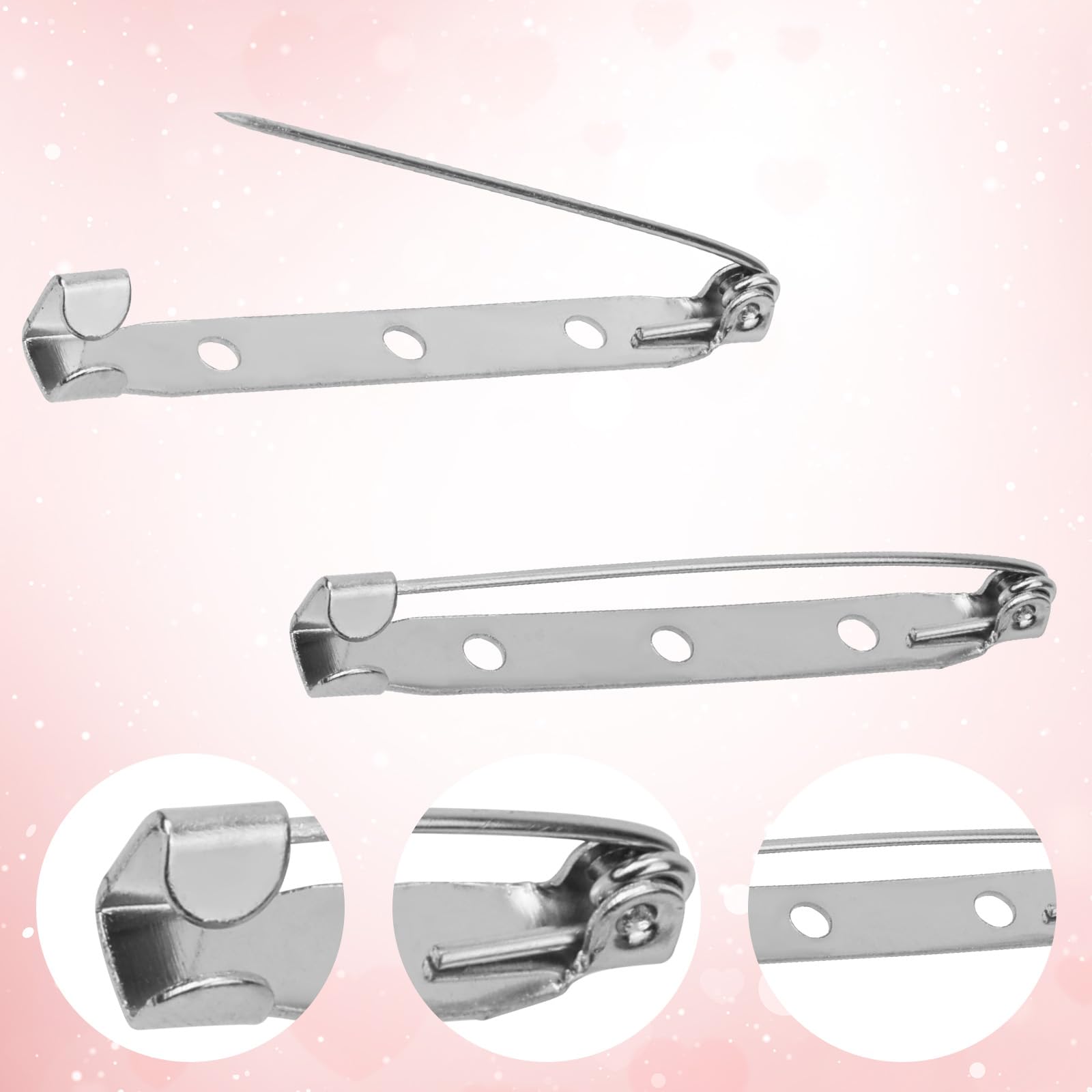 Gosknor 200pcs Épingle Barre, 20mm/25mm/32mm/38mm/45mm Épingles De Sûreté Pour L'Artisanat Dos Plat En Métal Pin Backs Pour La Fabrication De Bijoux DIY Badge Nom Étiquette Citation