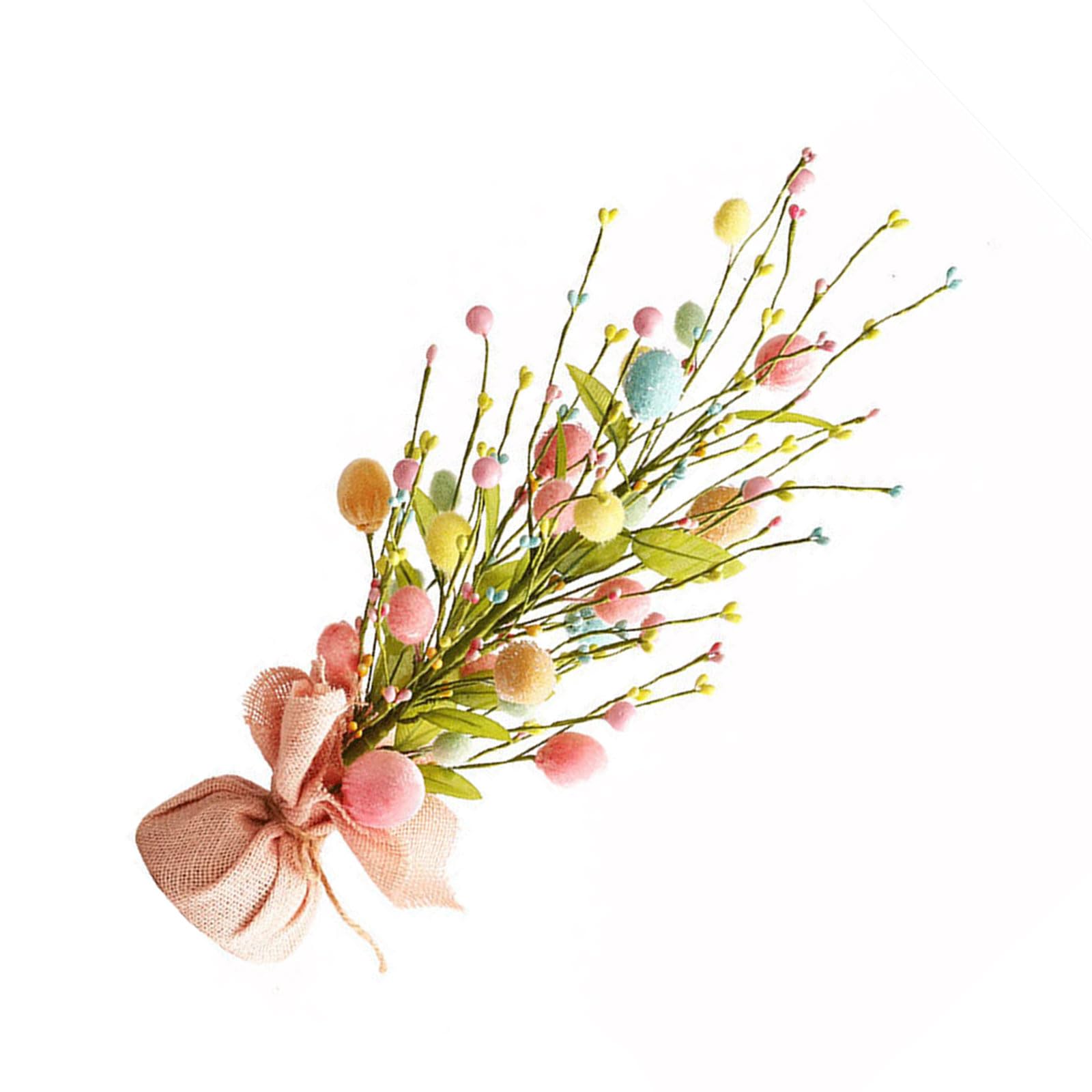 ordinarYone Artificial Easters Flower,Easters Floral Stem Berries Decorative Spring Floral Stem Easters Eggs Withy Branch