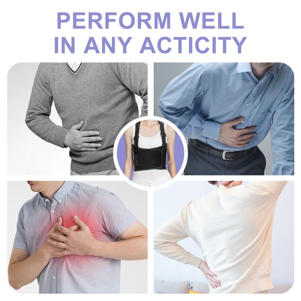 Broken Rib Brace,Chest Wrap Ribs Support Belt(Black,X-Large) | Chest Binder for Women Men Bruised Ribs,Sternum Fracture, Adjustable Rib Flare Corrector Compression Wraps