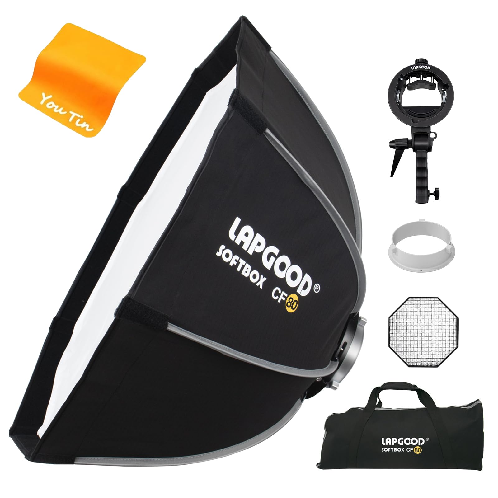 Bowens Mount Softbox 80CM Handheld Quick Set-up, S-Type Bracket Kompatibel mit Godox Canon Sony Fuji YongNuo Flash AD200PRO V1 TT600 V860III 430EXIII SB500 YN320EX YN560