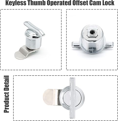 Miniatura 4 de Cerradura de leva desplazada accionada por pulgar de 58 pulgadas, cilindro y leva desplazada, cerradura de cámper sin llave, cerradura de