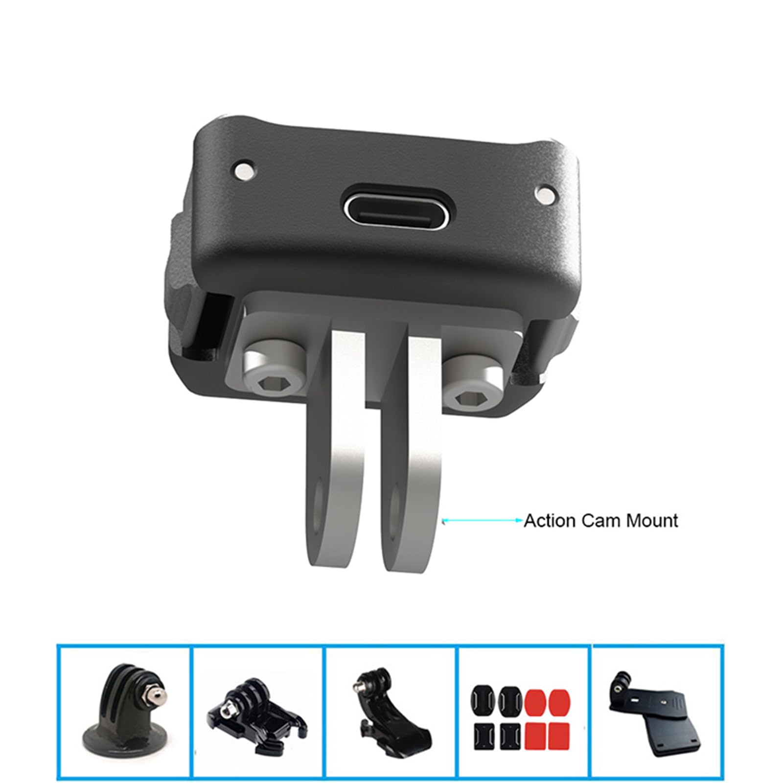 Adattatore di ricarica per DJI OSMO Pocket 3 Type-C Base di ricarica Dock Stand CNC in lega di alluminio con foro per vite da 1/4 e interfaccia pieghevole a due poli