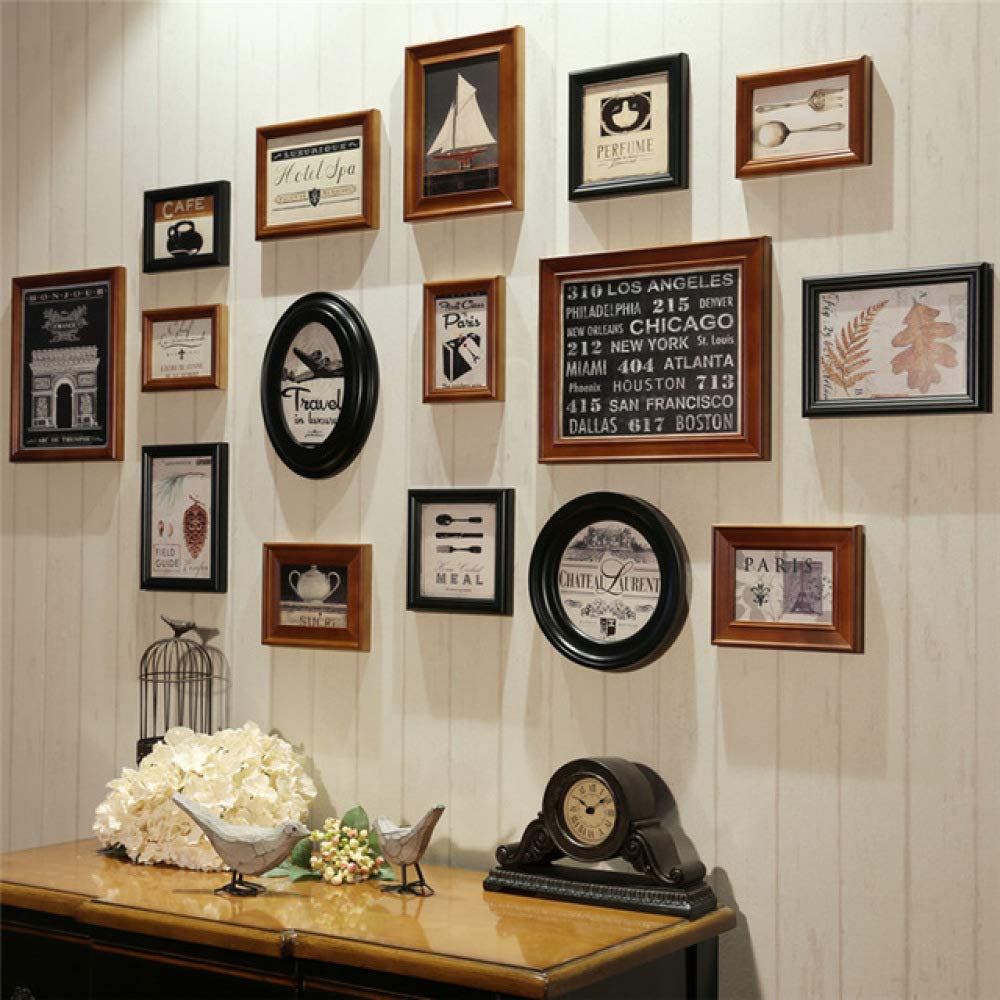 THREESS Picture Frame Wall Wooden Photo Frames Wall 16pieces/set Frames Combination Marcos Para Fotos Family Photo Porta Retrato Moldura A 16pieces