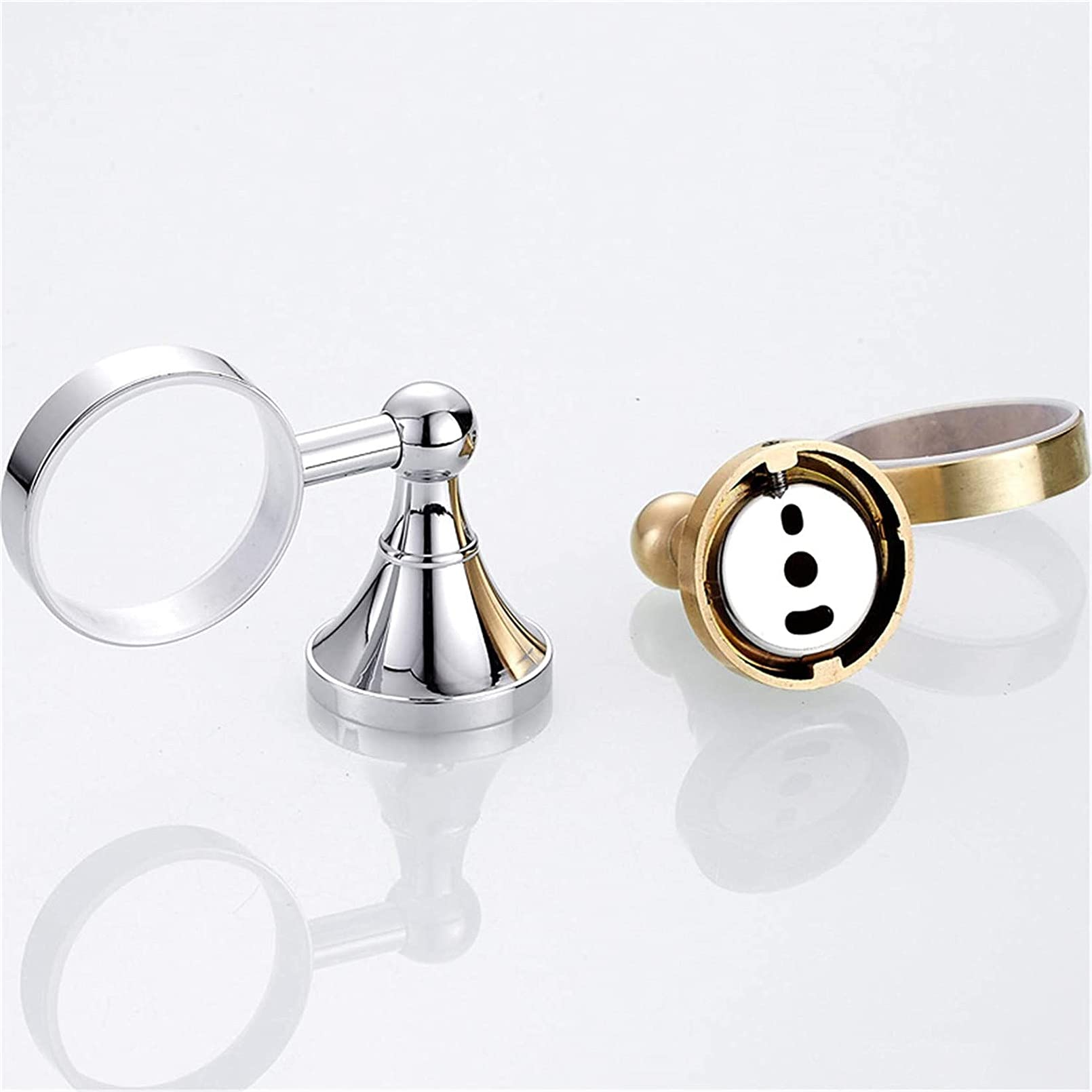 Portavasos para cepillos de Dientes， Soporte Moderno for Cepillo de Dientes Plateado Brillante con Taza de cerámica, Accesorios de baño de latón for Montaje en Pared, perforación(Bronze)