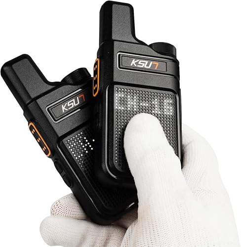 Miniatura 7 de KSUN Walkie Talkies con auricular y micrófono 22 canales resistente a las caídas, mini pantalla de largo alcance VOX 4000mAh batería recargable