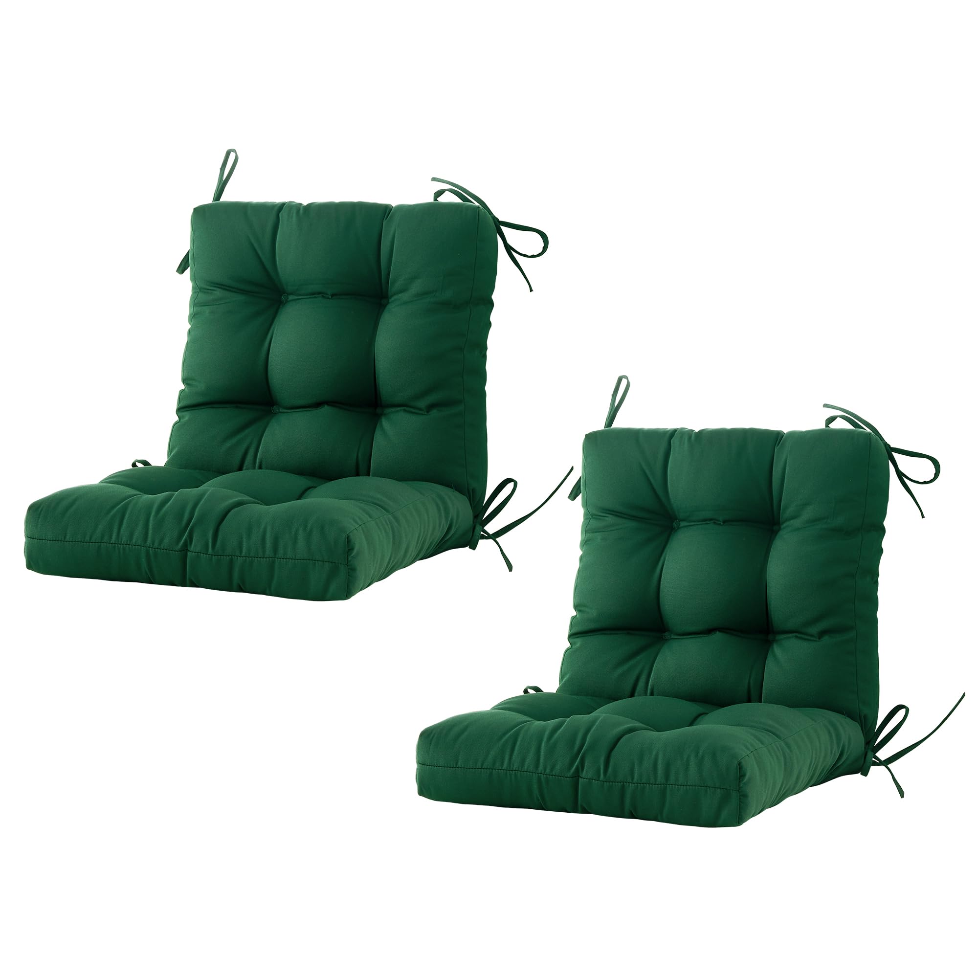 BLISSWALK Outdoor Lawn Chair Cushions,Set of 2,40"x20"x4", Low BackTufted Extra Thick Patio Wicker Seat Cushion with Ties for Outdoor Furniture,